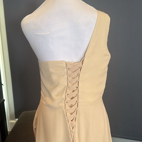 Women’s One Shoulder Chiffon Bridesmaid Formal Dress CorsetBack LegSlit Size 10 - Picture 7 of 12